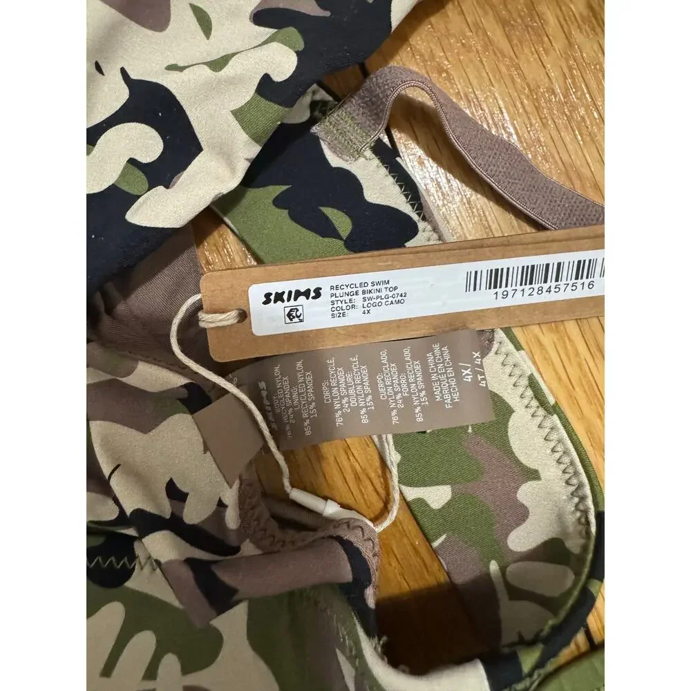 Skims Size 4X Swim Swimsuit Camo Print Bikini Set logo camo cheeky tanga NWT